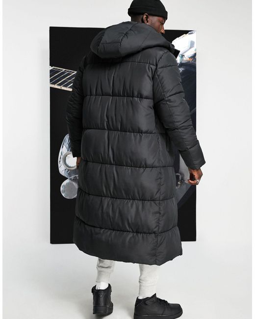 ASOS Floor Length Puffer Jacket With Detachable Hood in Black for Men ...