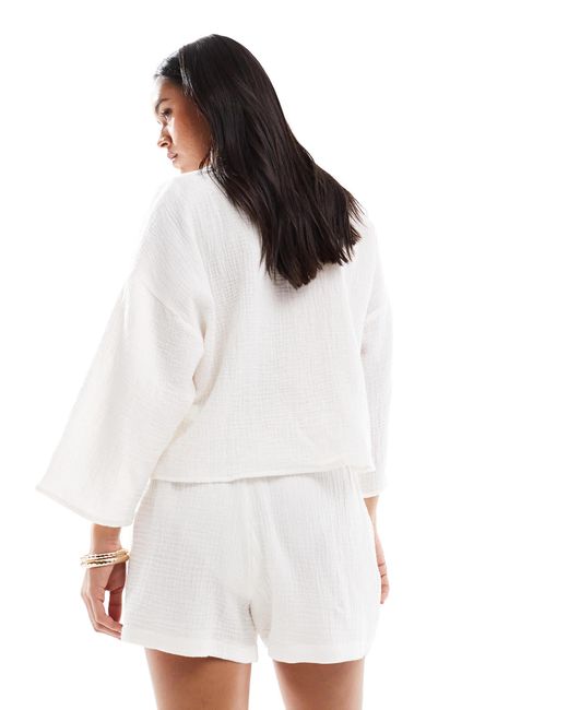 Short d'ensemble texturé Vero Moda en coloris White