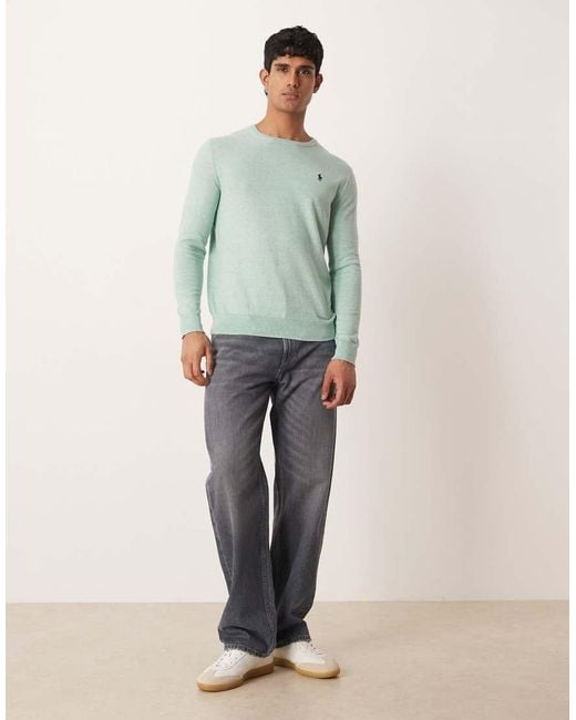 Polo Ralph Lauren Green Icon Logo Slim Fit Fine Knit Cotton Jumper for men