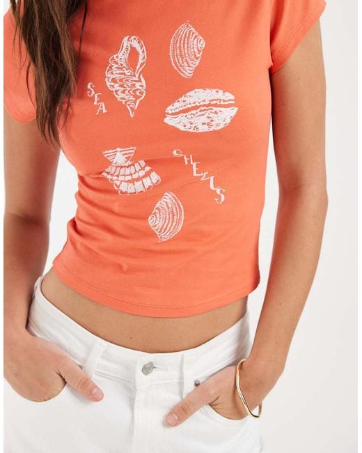 ASOS Orange Baby Tee With Seashell Graphics