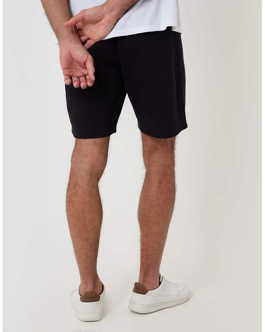 Threadbare Black Pique Pleated Sweat Shorts for men