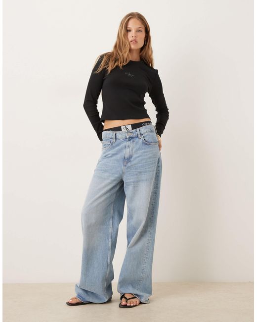 Calvin Klein Black Monogram Logo Long Sleeve Top