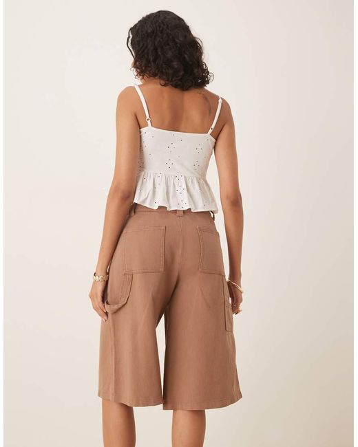 Pantalones Cortos Color Moca Lavado De Corte Alargado Con Diseño De Paneles De -Marrón ASOS de color Natural