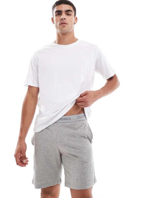 Jack Jones Jersey Lounge Short Pyjama Set in White for Men Lyst UK