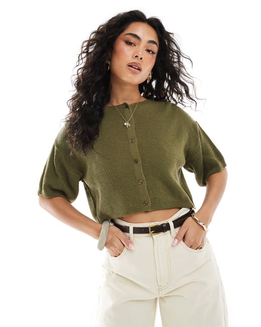 ASOS Green – kurzärmlige strickjacke