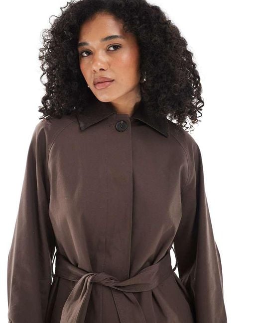 New Look Natural Contrast Collar Trench Coat