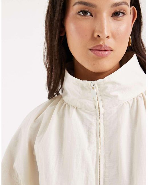 ASOS White Oversized Bubble Hem Track Jacket