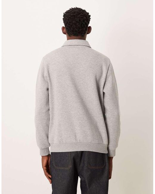 ASOS Natural Quarter Zip Sweatshirt With Collar for men