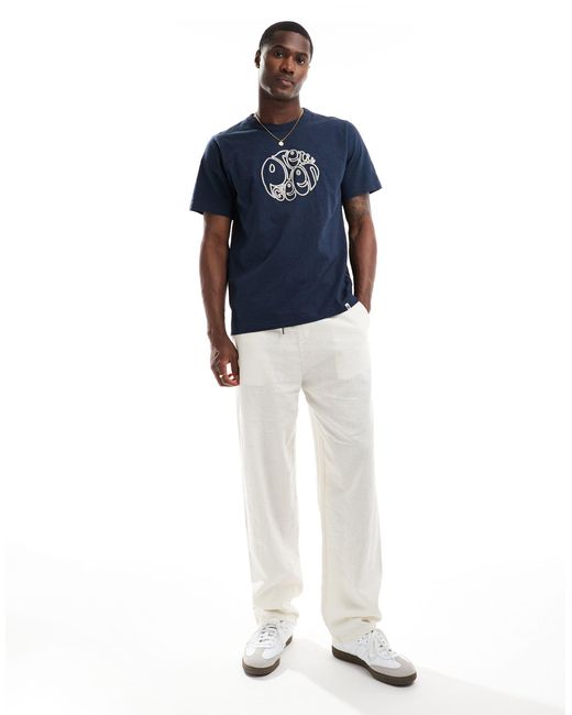 Pretty Green Blue Embroidered T-shirt for men