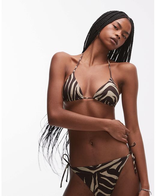 & Other Stories Brown Triangle Bikini Top With Removeable Padding