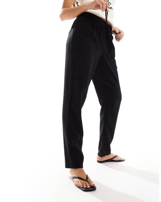Vero Moda Blue Linen Blend Tapered Trousers