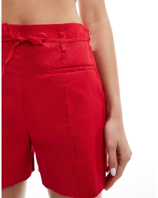 Pantalones cortos s con lazada en la cintura Mango de color Red