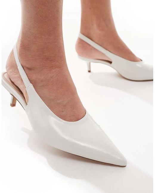ALDO White Oceweth Slingback Kitten Heeled Shoes