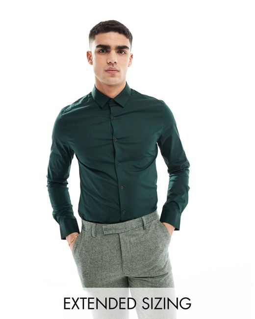 Chemise ajustée ASOS pour homme en coloris Green