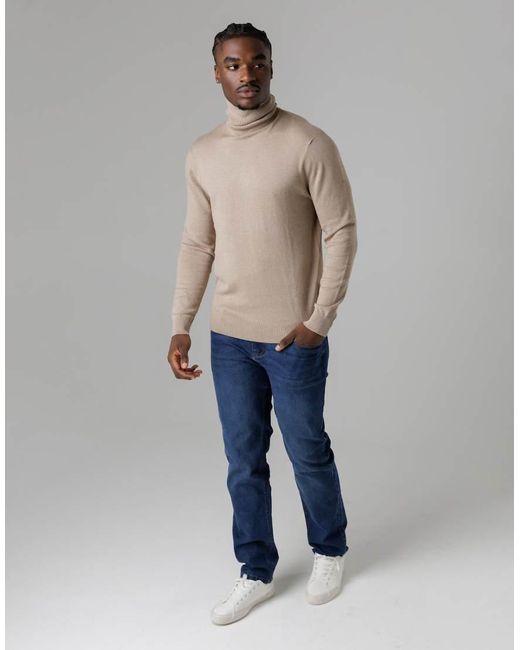 French Connection Brown High Roll Neck Knitted Jumper for men