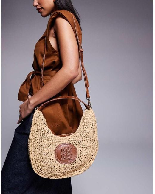 River Island Blue Scooped Raffia Shoulder Bag