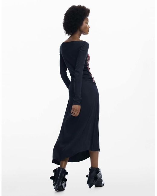 Desigual Blue Pixelated Midi Dress