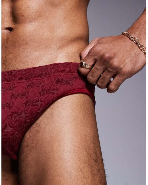 ASOS Red Textu Swim Brief for men