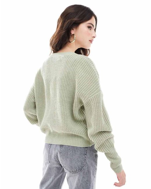 Vero Moda Green Button Through Chunky Rib Cardigan