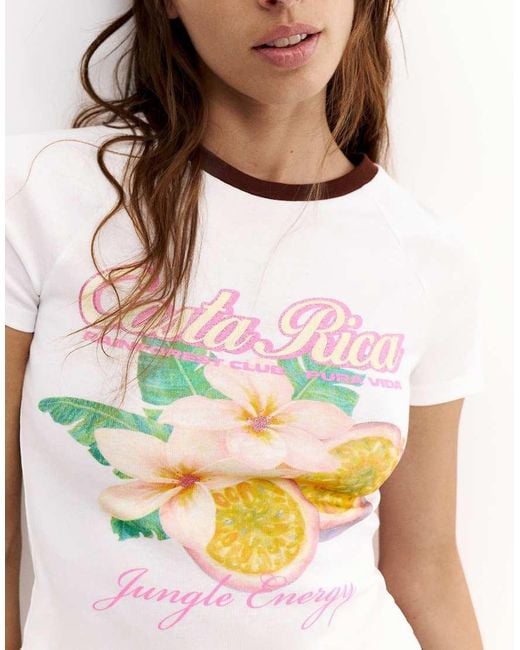 Pull&Bear White Costa Rica T-shirt