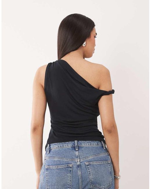 ASOS Blue Soft Touch Twist Off Shoulder Top