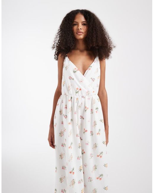 Pieces White Garden Floral Cami Maxi Dress