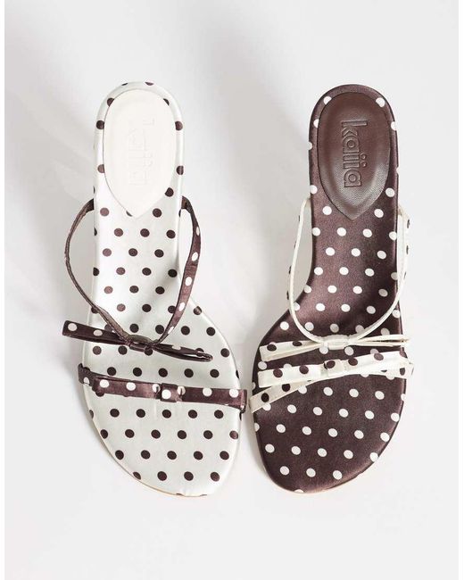 Kaiia Metallic Exclusive Contrast Bow Detail Kitten Heels