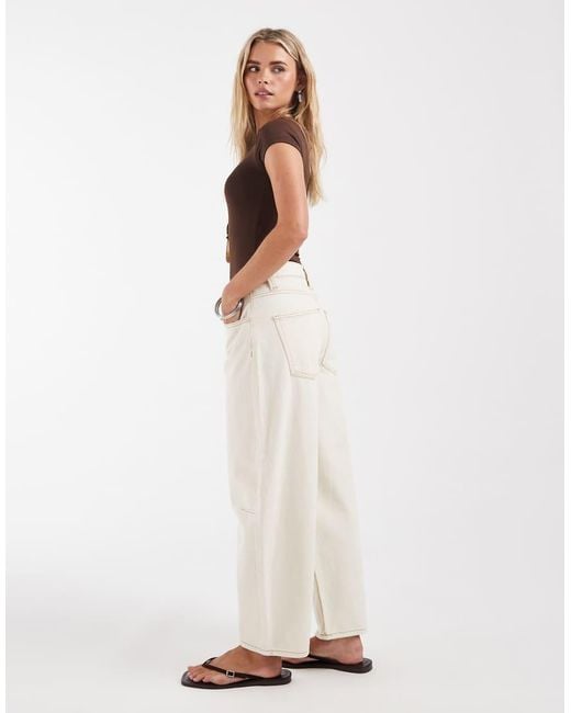 Only Petite White Frankie High Waist Barrel Jeans