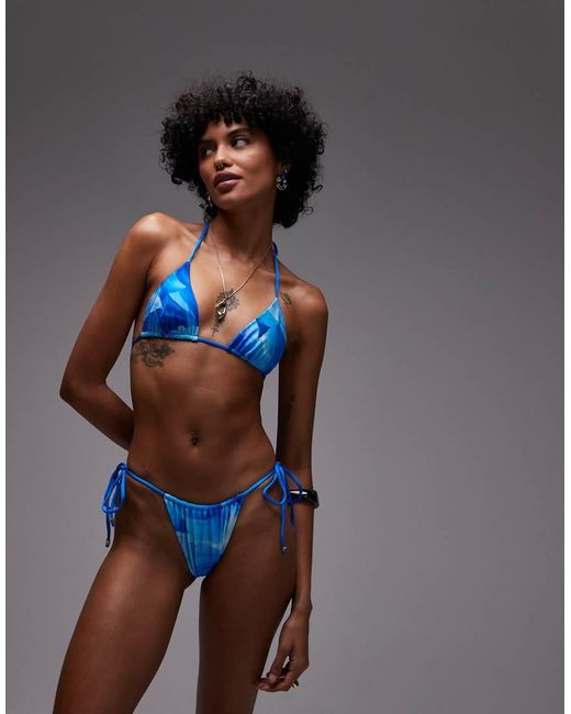 VDM The Label Gray Vdm Reversible Print Triangle Bikini Top