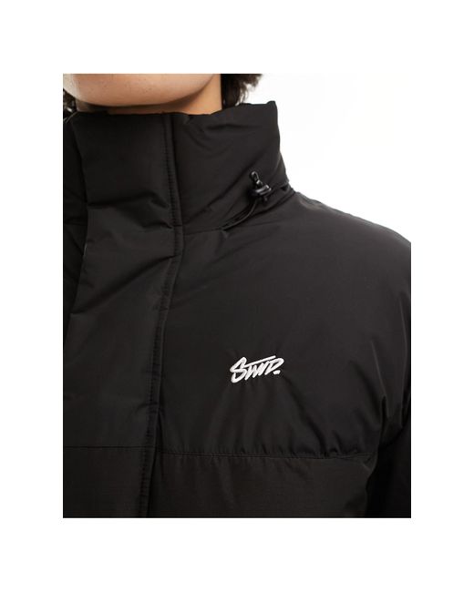 Pull&Bear Black Stwd Puffer Jacket With Hood for men