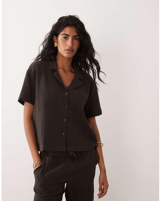Jdy Black Cheesecloth Shirt Co-ord