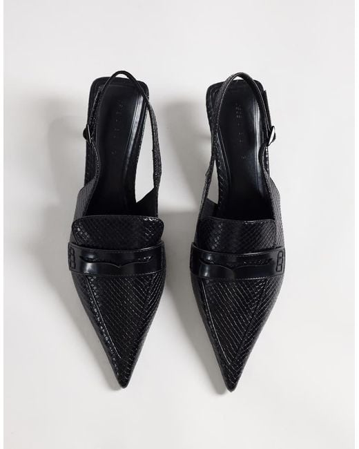 ASOS Black Sundae Slingback Kitten Heeled Loafers