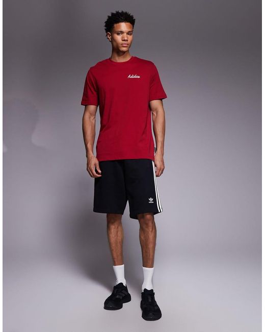 Adidas Originals Red Adidas Training T-Shirt With Bowling Graphic Back Print for men
