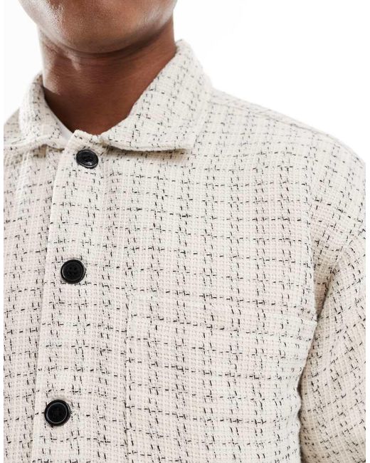 Jack & Jones White Textured Overshirt for men