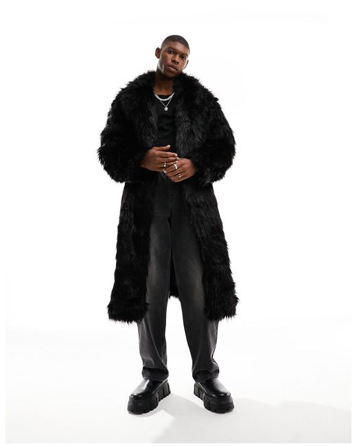 Manteau oversize longue en fausse fourrure ASOS pour homme en coloris Noir  | Lyst