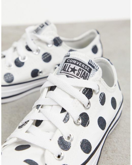 Chuck taylor ox baskets pois blanc Converse en coloris Noir