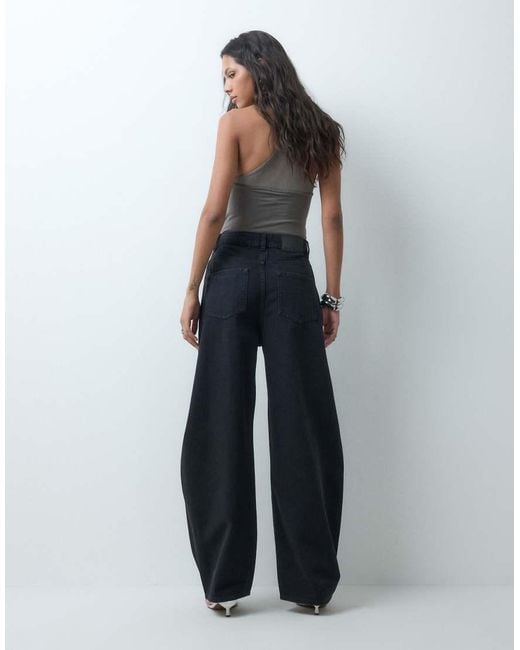ASOS Blue High Waisted Barrel Leg Jeans