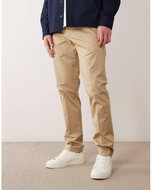 Mango Blue Regular Fit Pleat Front Trousers for men