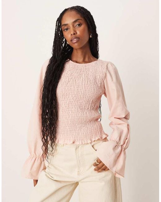 Blusa Arricciata di ASOS in Natural