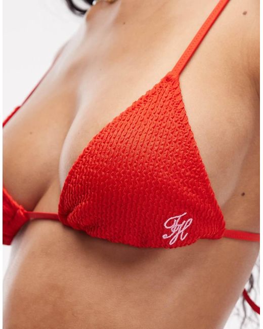 Tommy Hilfiger Red Resort Crinkle Triangle Bikini Top