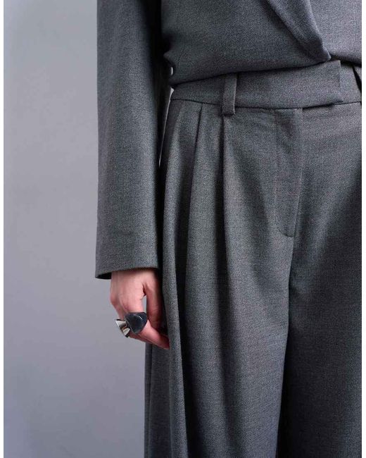 Pantalones Grises Anchos Con Pinzas De (Parte De Un Conjunto) TOPSHOP de color Blue