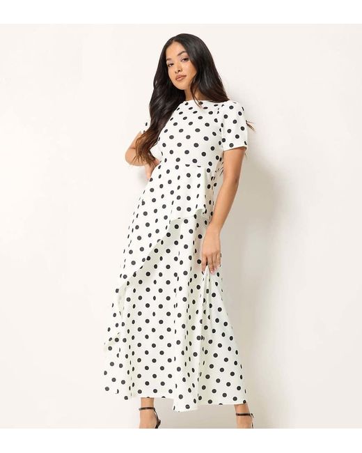 PixieGirl White Petite Spot Maxi Dress