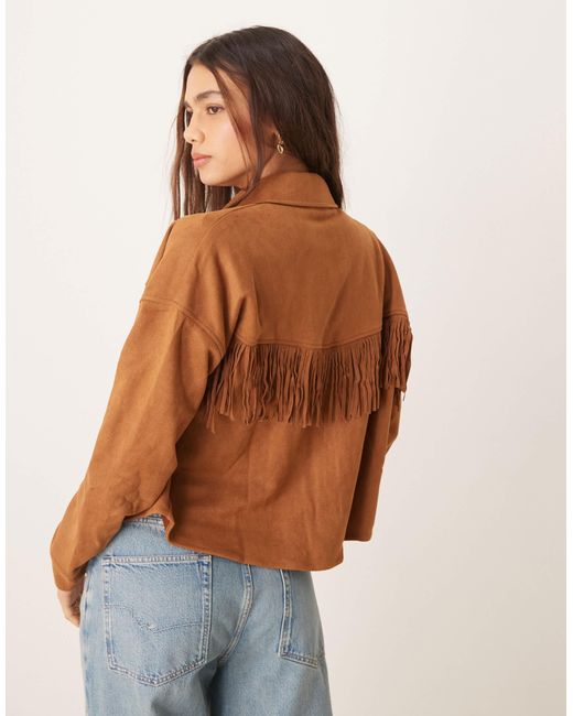 Jdy Orange – jacke aus wildlederimitat