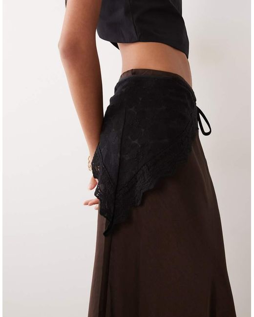 Vila Natural Satin Maxi Skirt With Detachable Waist Scarf