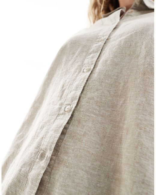 Monki Natural Linen Blend Oversized Shirt
