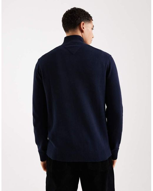 Tommy Hilfiger Blue Chest Logo 1/4 Zip Jumper for men