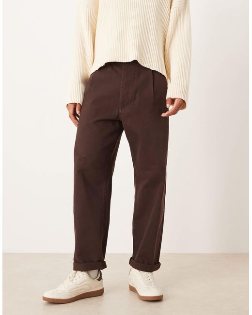 ASOS Brown Relaxed Tapered Pants for men