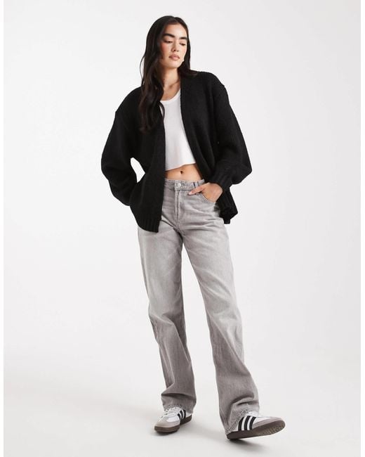 ASOS Black – offene oversize-grobstrickjacke