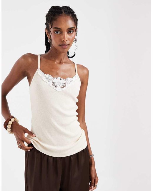 Hollister White Lace V Neck Front Cami