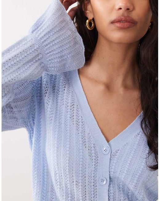 Miss Selfridge White Knitted Cardigan With Flute Sleeve